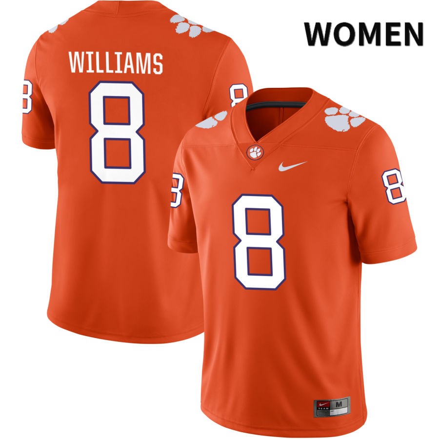 Women's Clemson Tigers Tre Williams #8 College Orange NIL 2022 NCAA Authentic Jersey Season NGU66N3M